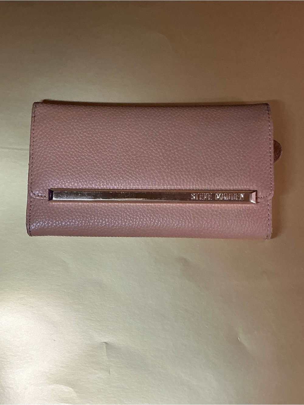 Steve Maddie Pale Coral Trifold Wallet inside Gold and Black